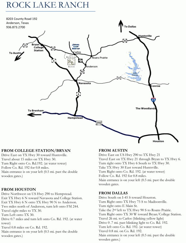 Directions to Rock Lake Ranch